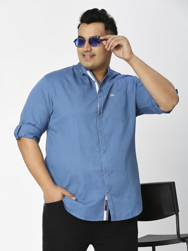 Image of Thomas Scott Men's Solid Cotton Linen Casual Shirt | Full Sleeve | Regular Fit | Mandarin Collar