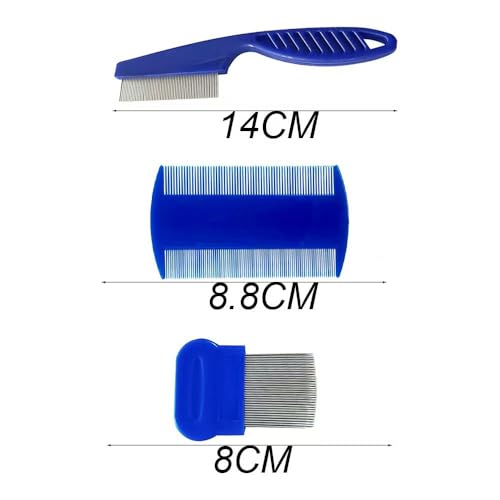 Läusekamm, 3 Stück Flohkamm, Läuse Kamm, Metall Zähne Läusekamm, Plastik Doppelseitig Nissenkamm