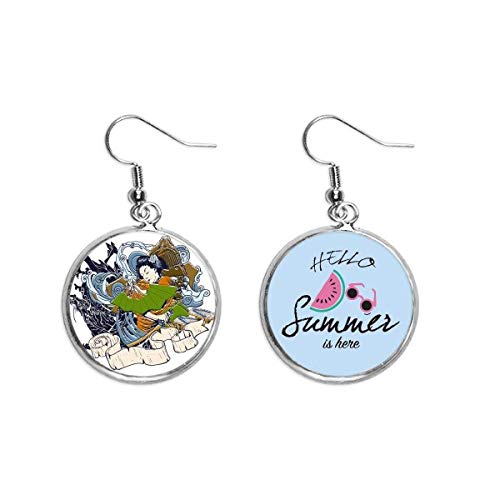 Pendientes de sandía para mujer ideales con kimono japonés en tardes de verano