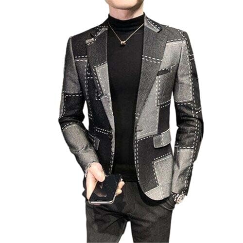 Blazer Homme Slim Fit à Carreaux - Costume Élégant pour Mariage et Affaires