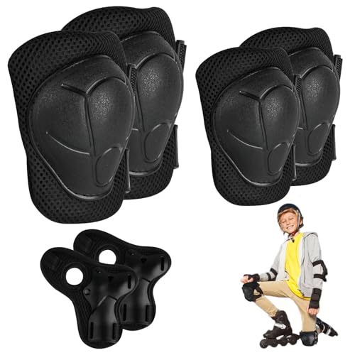 6-in-1 Juego de Protección de Patines en Línea para Niños, Equipo de Protección de Rodilleras Coderas y Muñequeras para Patinar Patines en Línea Bicicleta Ciclismo