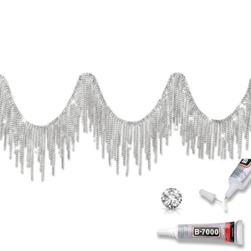 Rhinestone Fringe Rhinestone Fringe Belt Beaded Ribbon Diamond Tassel Chain for Jeans Clothing Accessories DIY Decoration