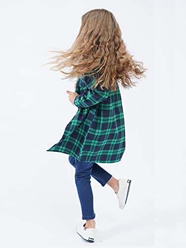Girls Plaid Shirt Button Down Girls Long Sleeve Shirts Toddler Plaid Dress Green Christmas Shirts Girls Flannel Shirts 6-7Y #TOP4