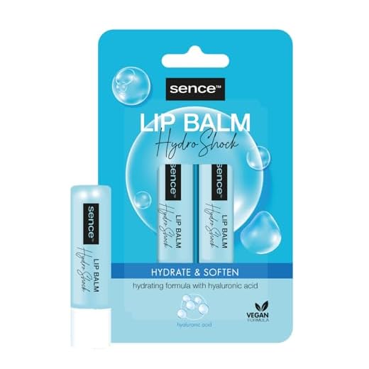 Sence Hydro Shock Lip Balm, Lippenpflegestift mit Hyaluronsäure, Kosmetik Tagespflege für geschmeidige Lippen, Vegan Beauty Skincare Lipstick, 2er Pack (2 x 4,3g)