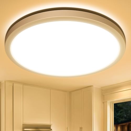 Lepro Plafoniera LED Soffitto 18W, Lampada da Soffitto Bianco Caldo 3000K 1800LM, Plafoniera Bagno Impermeabile IP44, Lampadario Soffitto per Cucina Soggiorno Sala Balcone Sala Camera da Letto, Ø22CM