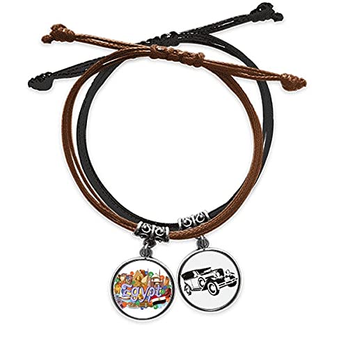 Bracelet Égypte Graffiti ajustable en cuir pour éviter les allergies