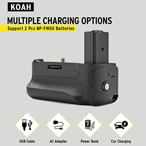 Koah Battery Grip For Sony A6000 And A6300, For Extended Power And Shooting, Supports Horizontal And Vertical Shooting, Requires Np-Fw50 Li-Ion Batteries (Not Included) #TOP3