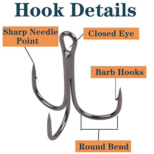 Black Treble Fishing Hooks Kit,150Pcs Saltwater Fishing Hooks With Split Rings High Carbon Steel Hooks High Strenght Stainless Steel Fishing Swivels For Lure Baits #TOP2