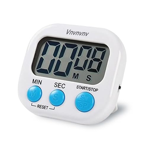 Multi-functional Digital Kitchen Timer - ABS material loud alarm large numbers cooking timer convenient storage back with plastic magnetic heel stand (white)