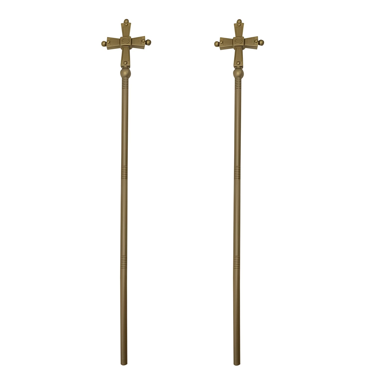 Bohue 2 Pieces Egyptian Style Scepter Staff Gold Saint Cross Staff Egyptian Walking Stick Pharaoh Staff Halloween Costume Cosplay Prop for Kids Adult