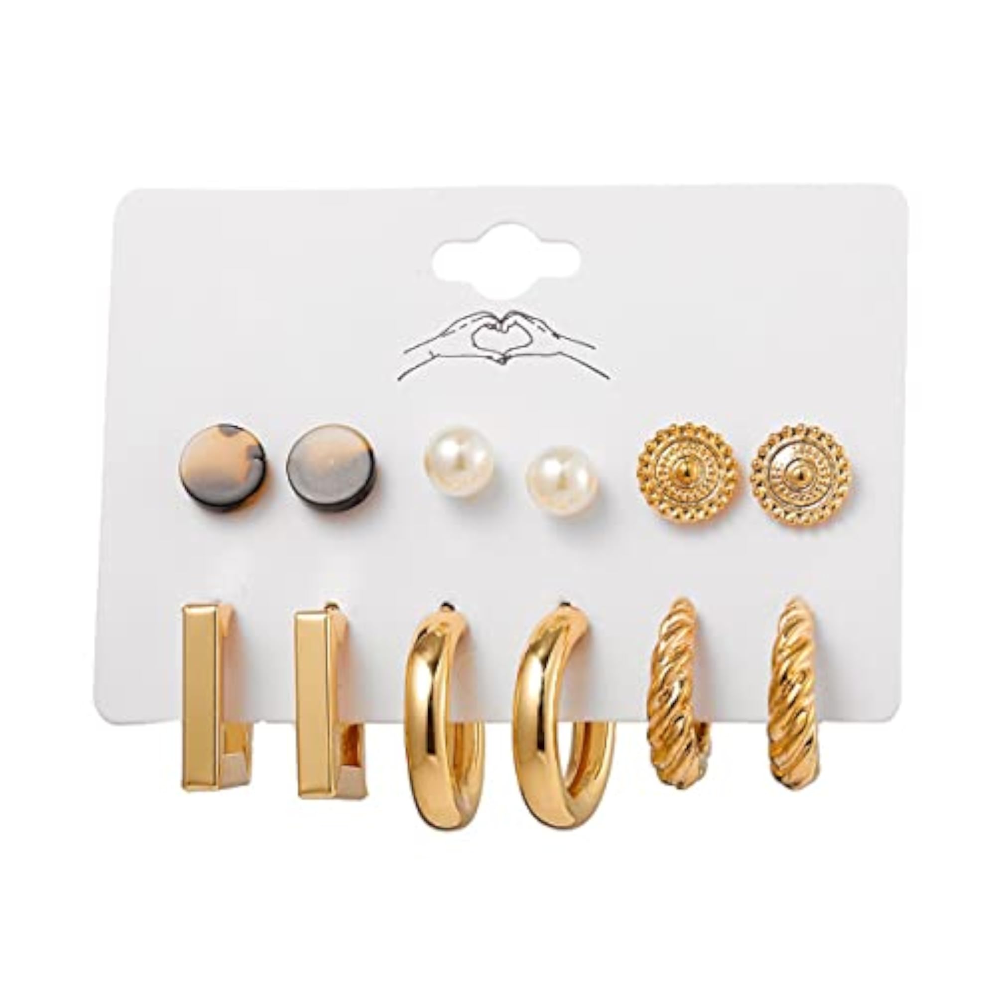 Modern Studs & Hoop Earrings Set of 9