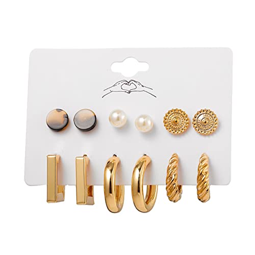 Modern Studs & Hoop Earrings Set of 9