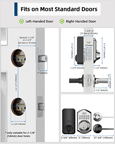 Teeho Te001L Keyless Entry Door Lock With 2 Handles - Electronic Keypad Deadbolt With Door Lever, Front Door Handle Sets, Auto Lock, Easy Installation, Satin Nickel #TOP5