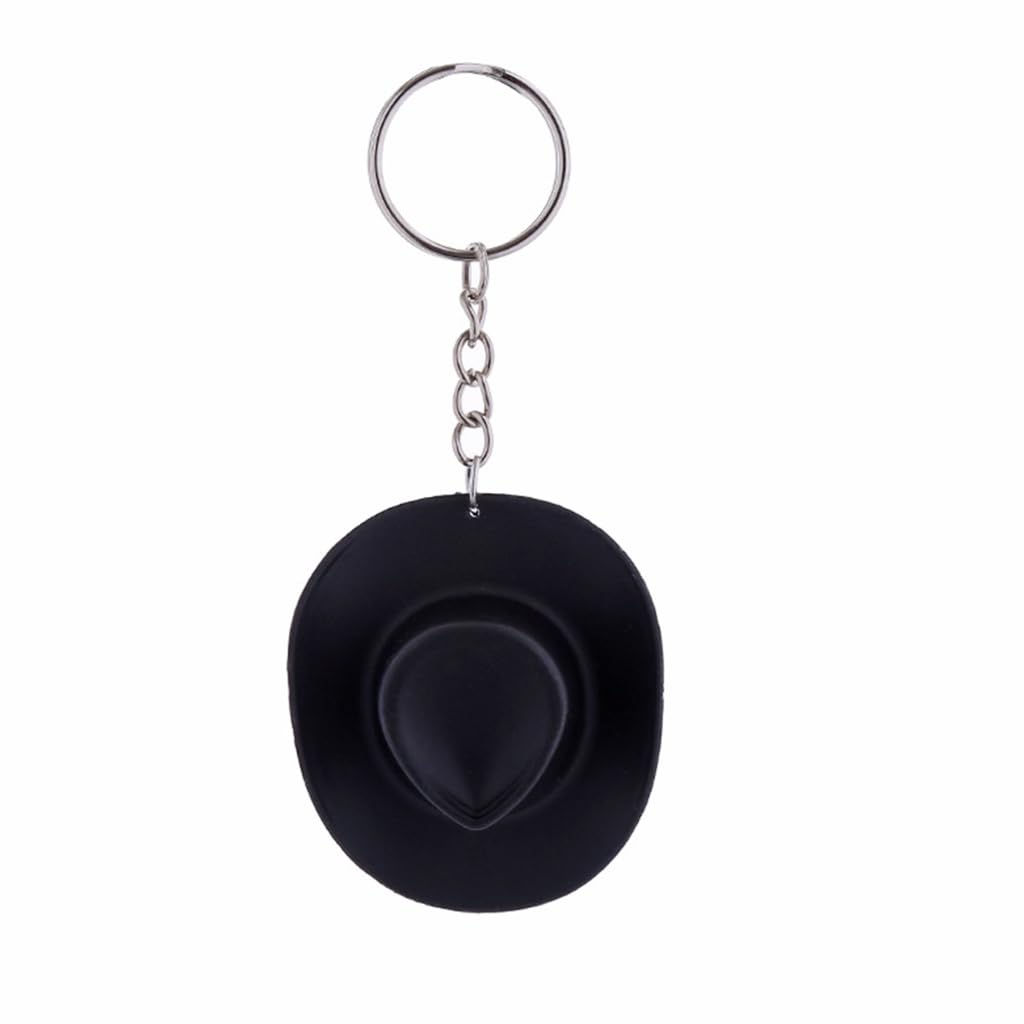 Fanswan Women's Black Key Chain Stylish Western Cowboy Hat Keychain Pendant Keyrings Portable Bag Key Chains Decoration For Men