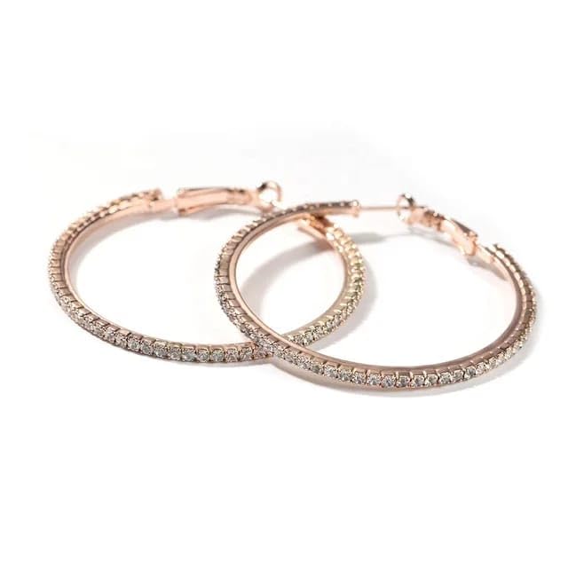 La Belleza Rhodium Plated Rhinestone Studded Cubic Zirconia Hoop/Bali Earrings For Girls And Women (Rose Gold) (B0CQC6DYV8) Amazon Price History, Amazon Price Tracker