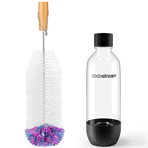 BlueFire Flaschenbürste für SodaStream 1 Liter Flasche, Premium Reinigungsbürste mit Antikratz Wollkopf, Schonende & Kratzerfreie Reinigung, Flaschenreiniger für Glaskaraffe Cover