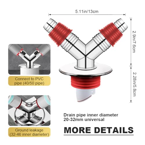Image of HASTHIP Drain Pipe Connector with Automatic Magnetic Seal - Anti-Odor & Anti Pests, washing machine drain connector, Fitting for Sink, Basin, or Washing Machine Drainage, Double-Pipe Tee Joint