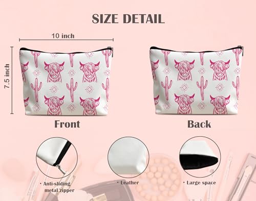 Image of Western Makeup Bag - Cowgirl Stuff, Cow Makeup Bag - Leather COW L