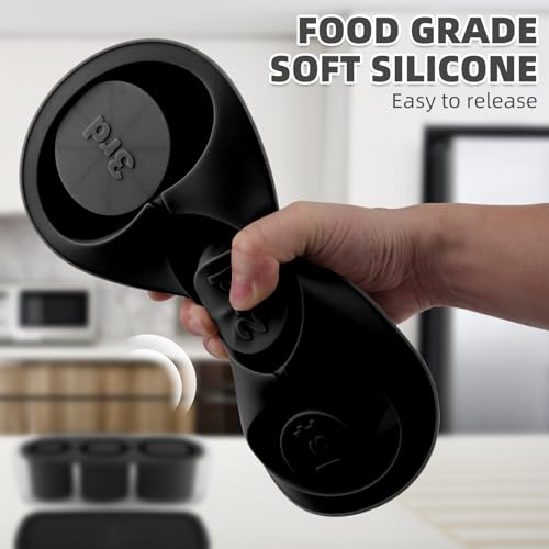 Fu Store Ice Cube Tray for Tumbler Cup 20-30 oz 3pcs Silicone Ice Cube Molds With Lid and Bin for Chilling Cocktails Whiskey Drinks Juice Coffee Easy Fill Release Ice Maker Black