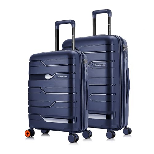 Image of Nasher Miles Paris Hard-Sided Polypropylene Luggage Set of 2 | 65cm & 75cm | 8 Wheels Medium & Large Trolley Bag for Travel | Suitcase (Navy Blue)