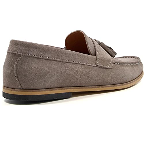 Image of Dune Mens BART Suede Loafers Size UK 11 Grey Flat Heel Loafers