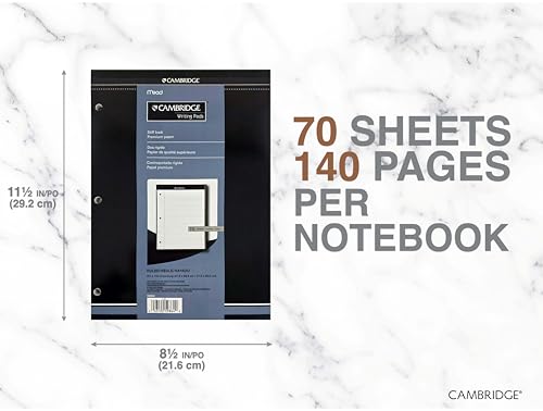 Cambridge Headstrip Office Pad, 8-1/2 X 11-3/4 Inches, Wide Ruled, 3 Hole Punched, 70 Sheets (59864) image 2