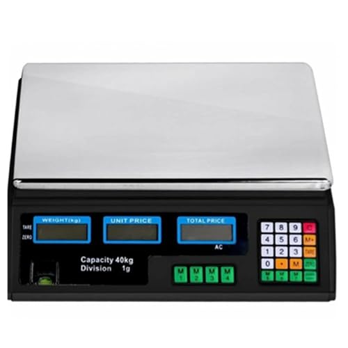 HPTHLY Digital Electronic Weighing Scale,40kg Kitchen Food Scales with LCD Display,Commercial Price Scales Weighing Scales for Store,Kitchen,Meat,Vegetable and Fruit (White)