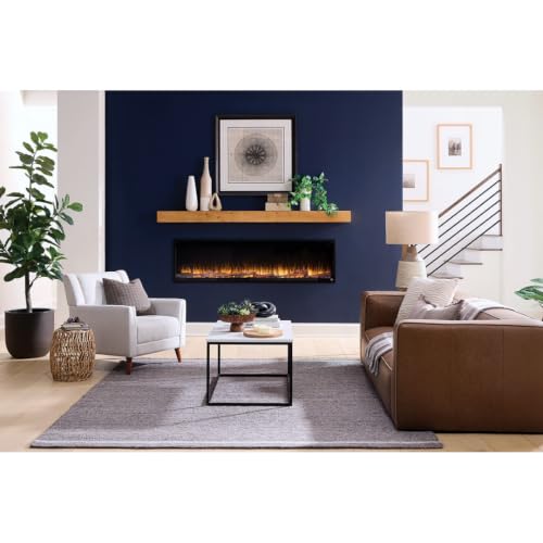 Image of Touchstone Floating Fireplace Mantel Shelf - Solid Wood Wall-Mounted Mantel - Rustic Farmhouse Style 60 Inch - Natural Finish