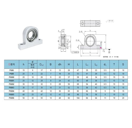 Siège à roulement vertical de type P pour arbre optique et support vis fixe P6000 - 4
