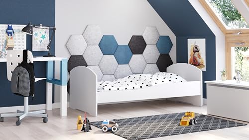 KOBI LUK Kinderbett mit Matratze, weiß | für Kinderzimmer | für einen Jungen und EIN Mädchen | Matratze, Gestell inklusive | (Blanc, 160x80)