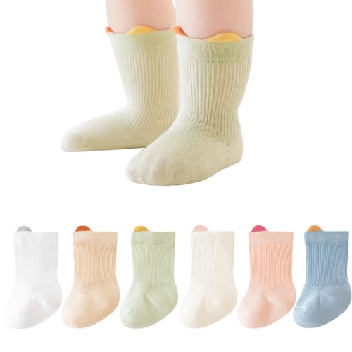 Baby Girl Socks Infant Toddler Cotton Non-Slip Socks Little Girls Ruffled Stockings 4 Pairs