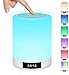 Lámpara de noche táctil recargable portátil, lámpara de mesa con altavoz Bluetooth y música, radio despertador, luz LED, multicolor manos libres, para dormitorio, oficina, cuarto de bebé Warmfunn