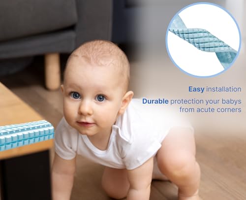Image of 6.5ft x 3.14in Light Blue Chocolate Shape and Soft Baby Proofing Corner Protector - Taped Bumper Furniture Covers - Child Safety Protector for Table Stair Cabinet Desk - Baby Safety with Adhesive