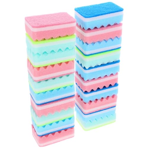 LIFKOME 20個 キッチン用食器スポンジ 厚手で耐久性あり 柔らかく傷けない 多目的洗浄 家用清掃用 強力な吸水性で頑固な汚れ除去に
