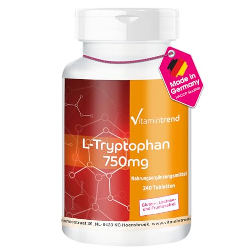 L-Tryptophan 750mg - 240 vegane Tabletten - Hochdosiert, vegan | Vitamintrend®