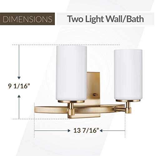 Image of Generation Lighting 4424602-848 Alturas Two - Light Wall /Bath Vanity Style Fixture, Satin Brass, 100 Total Watts, 9.062 Inch Height, 13.56 Inch Wide, Steel Construction