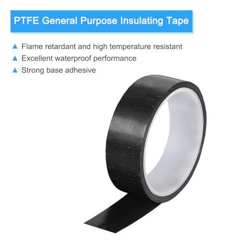 Image of MECCANIXITY High Temperature Tape 30mm PTFE Coated Fabric Tape Heat Resistant Tape for Vacuum Sealers Adhesive Tape 10m /33ft Black 0.18mm Thickness