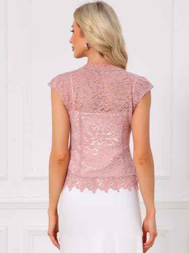 Image of Allegra K Lace Shrug Bolero for Women's Wedding Guest Cap Sleeve Sheer Floral Cardigan