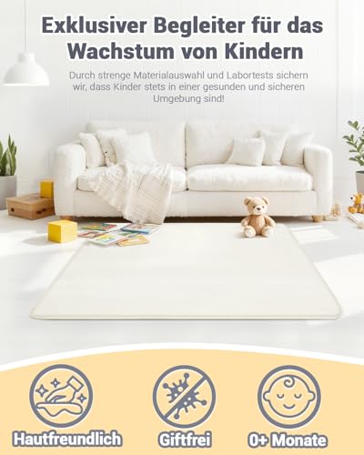 Dicke Krabbelmatte Baby 120×120×3cm,Rutschfester Unterseite Spielmatte Baby – Ansicht 6