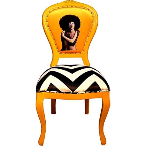 Casa Padrino Silla de Comedor de Lujo Franjas Negras/Blancas/Amarillo Cover