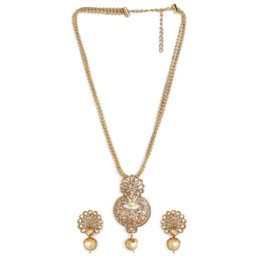 Rubans 22K Gold-Plated Beige CZ-Studded Pearl Beaded Handcrafted Jewellery Set (B0D6G6HRV2) Amazon Price History, Amazon Price Tracker