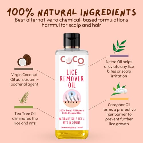 Image of Coco Crush Ayurvedic Anti-Lice Combo: Lice Removal Oil & Shampoo | 100% Natural | Single Wash Treatment | Safe for Kids | Neem & Tea Tree Extracts (2 * 50ml) (100ml)