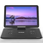 Lettore DVD Portatile da 17,5" con Schermo HD da 16", Batteria Ricaricabile da 6 Ore, Supporto USB/SD Card/Sync TV e Diversi Formati di Disco, Altoparlante Ad Alto Volume, Nero