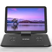 Lettore DVD Portatile da 17,5" con Schermo HD da 16", Batteria Ricaricabile da 6 Ore, Supporto USB/SD Card/Sync TV e Diversi Formati di Disco, Altoparlante Ad Alto Volume, Nero