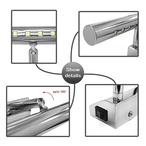 Luz led de pared de baño negra plateada con aplique de acero 4