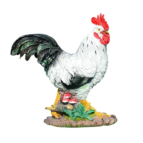 BestAlice Sculpture de Jardin Coq Réaliste, Statues de Poulet en Résine Uniques pour Décoration de Jardin, Statue de Poule de Simulation pour Votre Jardin,...