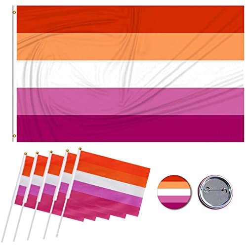 Ensemble de drapeaux lesbiennes LGBTQ Accessoires Lesbiennes Ensemble de badges de drapeau de fierté pour accessoires de décoration, fête de carnaval, événements LGBTQ intérieurs et extérieurs,