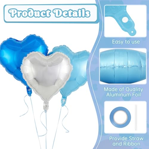 Image of 12 Pcs Colorful Heart Balloons,18 Inch Heart Foil Balloons Love Balloon Valentine Balloon for Birthday Party Wedding Engagement Party Baby Shower Valentine Day Decorations