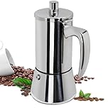 Supvision 2 Cup Thickened Moka Pot 304 Stainless Steel 100ml Italian Espresso Coffee Maker Stovetop CoffeeMakers Mocha Pot Percolator for Induction Stove Classic Cafe Makers Portable for Easy Brewing
