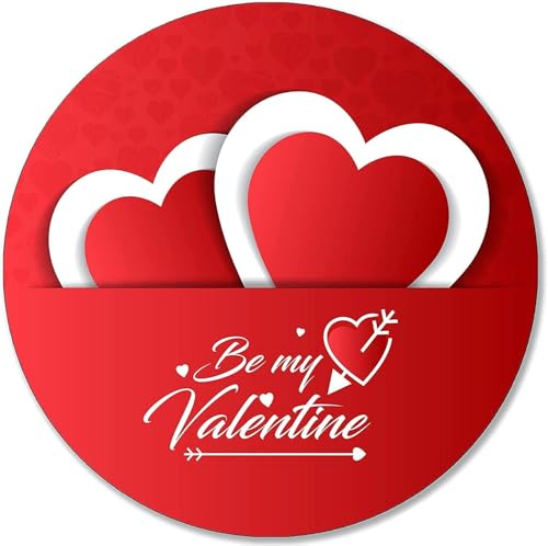 Letrero de metal retro de 20 x 20 cm con texto en inglés "Happy Valentine's Day Be My Valentine Hearts Sweetheart", letrero redondo divertido para la puerta del hogar, jardín, bares, restaurantes